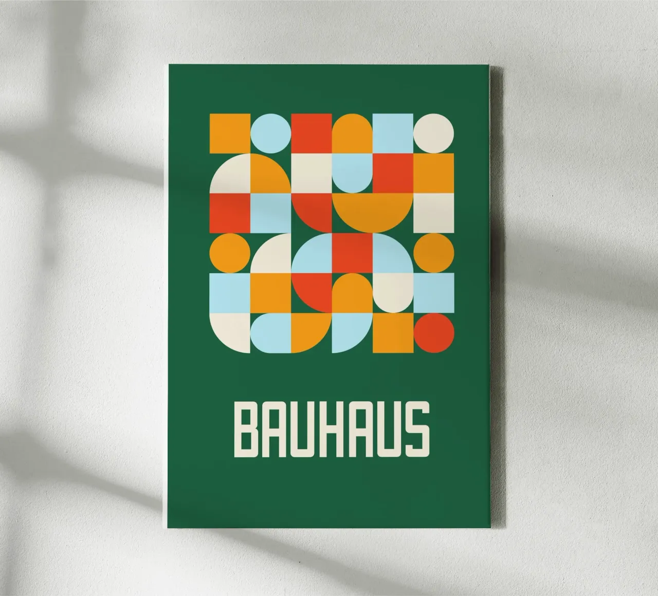 Bauhaus Geometric Shapes Forest Green Color Block Art canvas by Grungeo