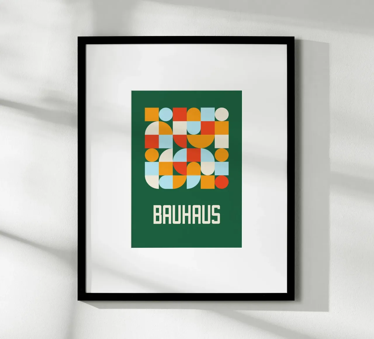 Bauhaus Geometric Shapes Forest Green Color Block Art hahnemühle by Grungeo