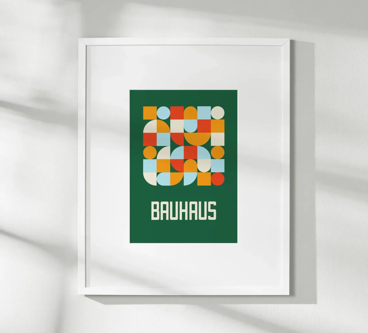 Bauhaus Geometric Shapes Forest Green Color Block Art hahnemühle by Grungeo