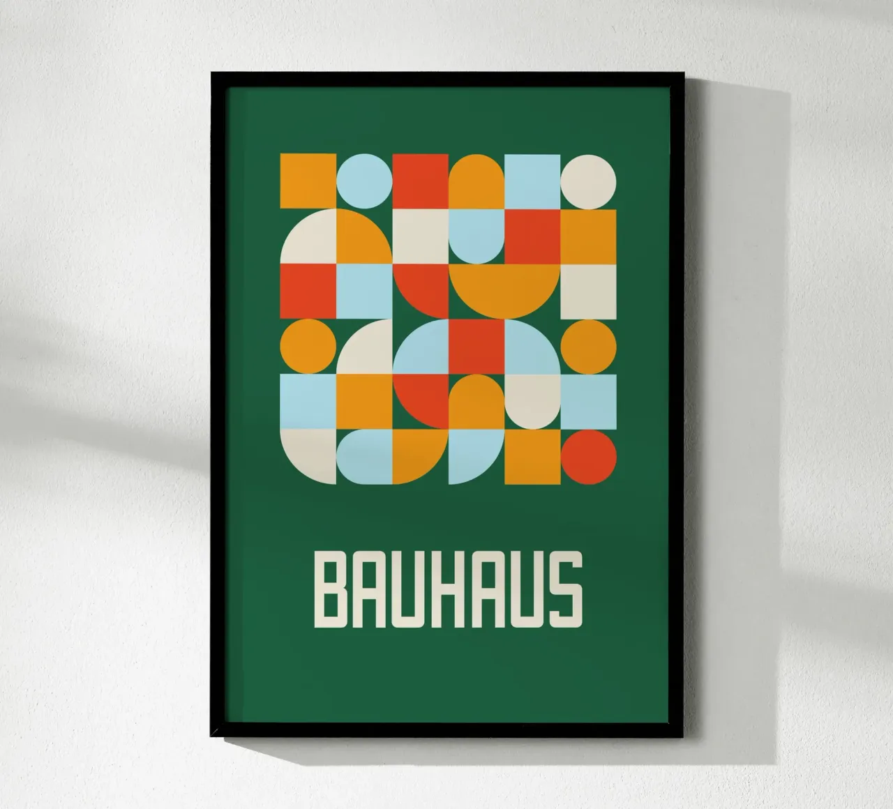 Bauhaus Geometric Shapes Forest Green Color Block Art hahnemühle by Grungeo