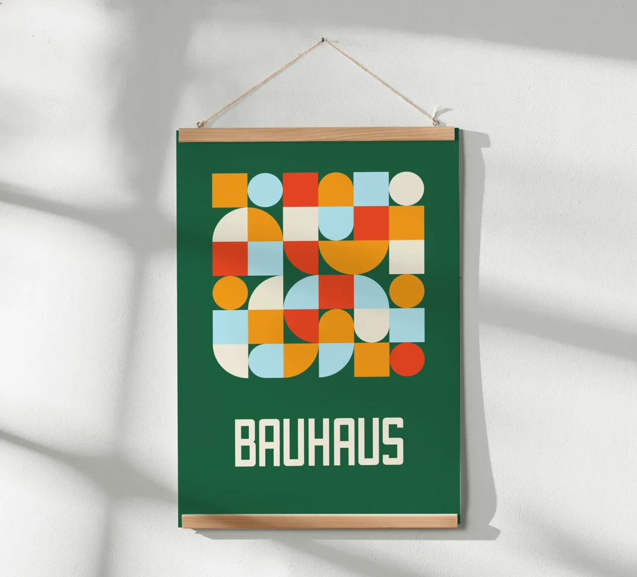 Bauhaus Geometric Shapes Forest Green Color Block Art hahnemühle by Grungeo
