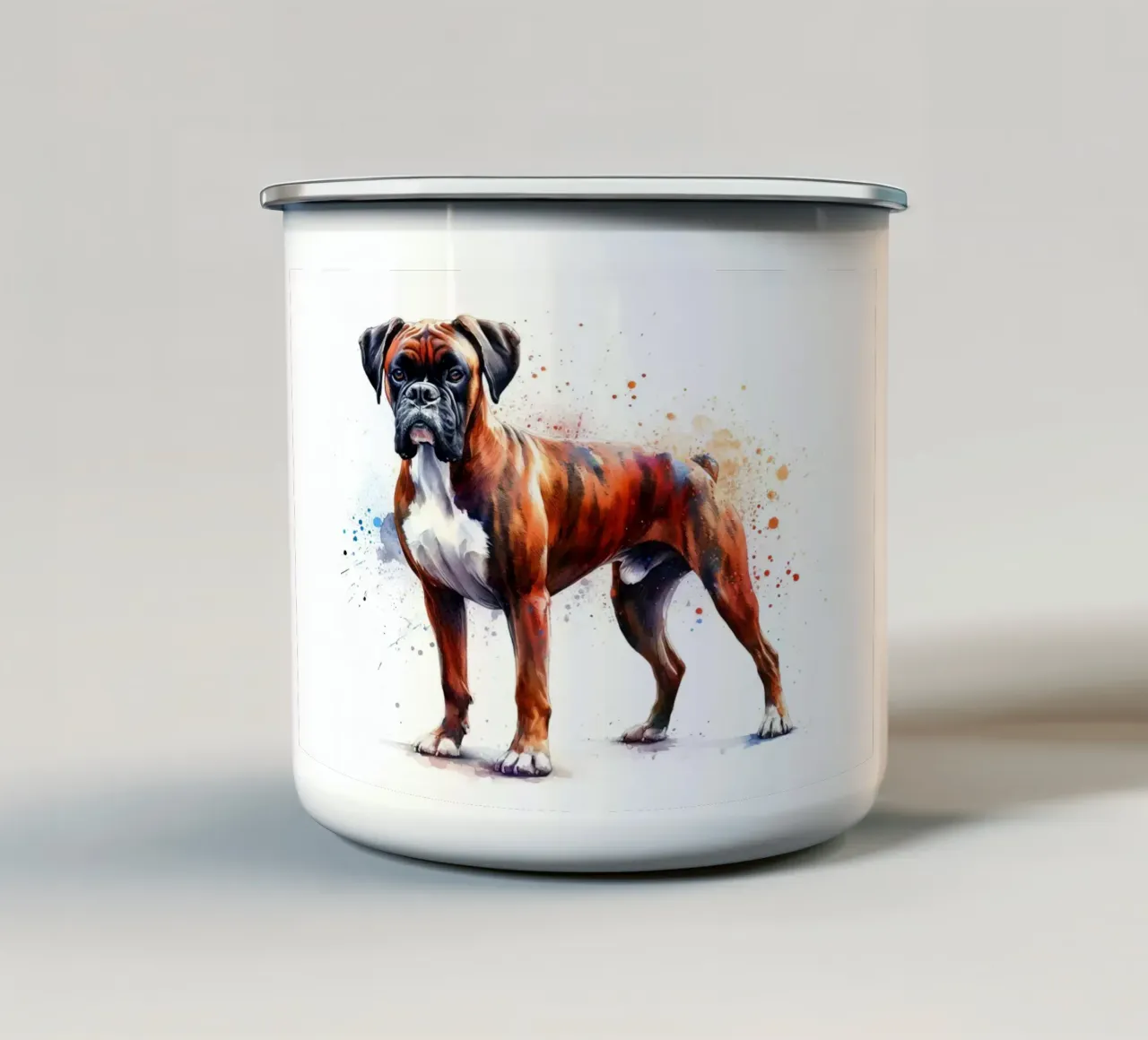 Cane boxer in acquerello tazza in smalto da 🎁 NOBELART