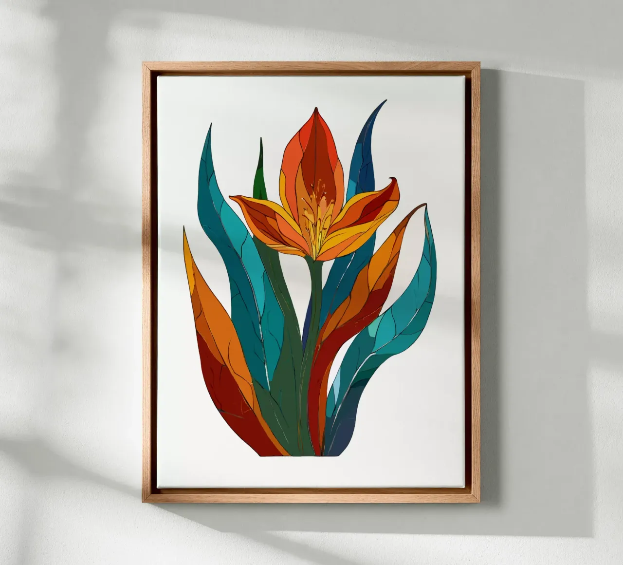 Levendig bloemenabstract canvas met Baklijst van Artistic-shop