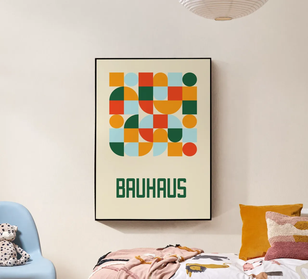 Bauhaus Forme geometriche Griglia a blocchi di colore Poster astratto plexiglass da Grungeo