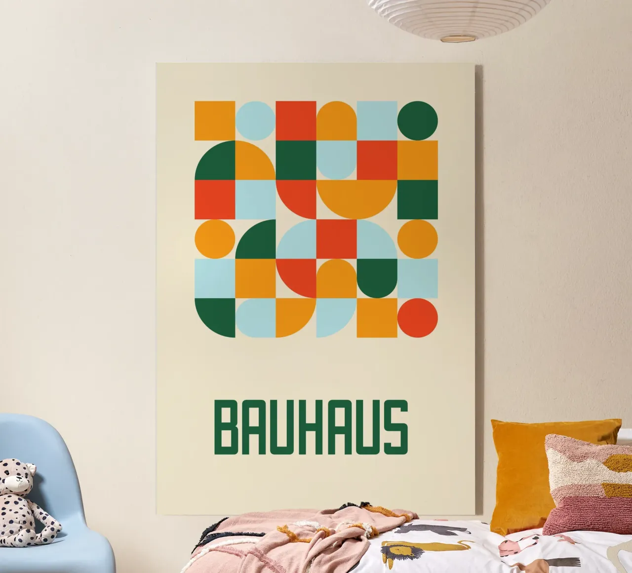 Bauhaus Forme geometriche Griglia a blocchi di colore Poster astratto plexiglass da Grungeo