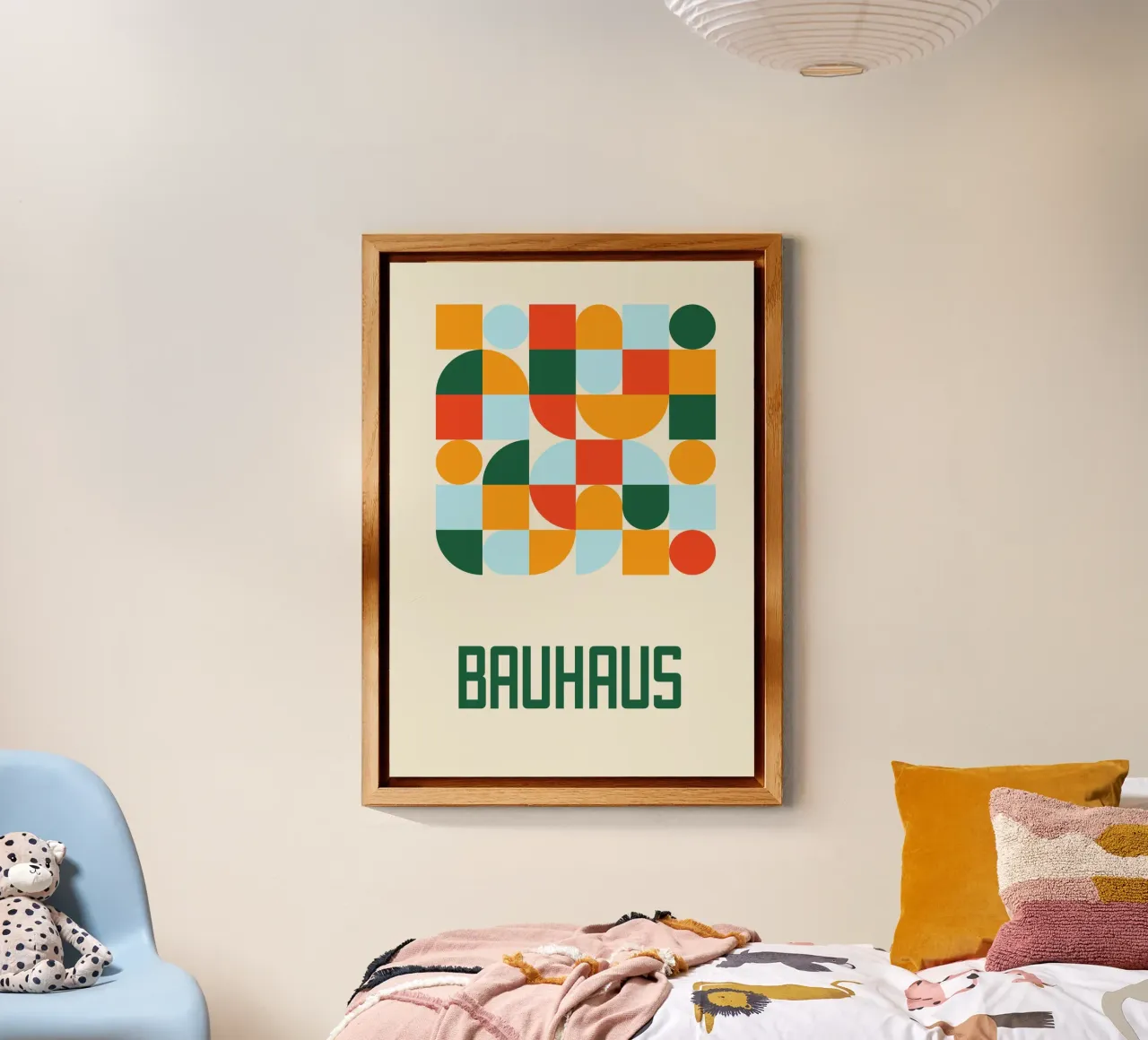 Bauhaus Geometric Shapes Color Block Grid Abstract Poster alu-dibond by Grungeo