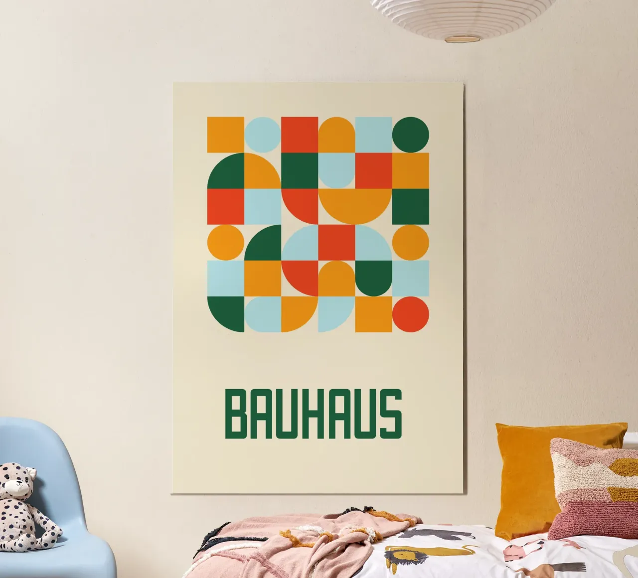 Bauhaus Geometric Shapes Color Block Grid Abstract Poster alu-dibond by Grungeo