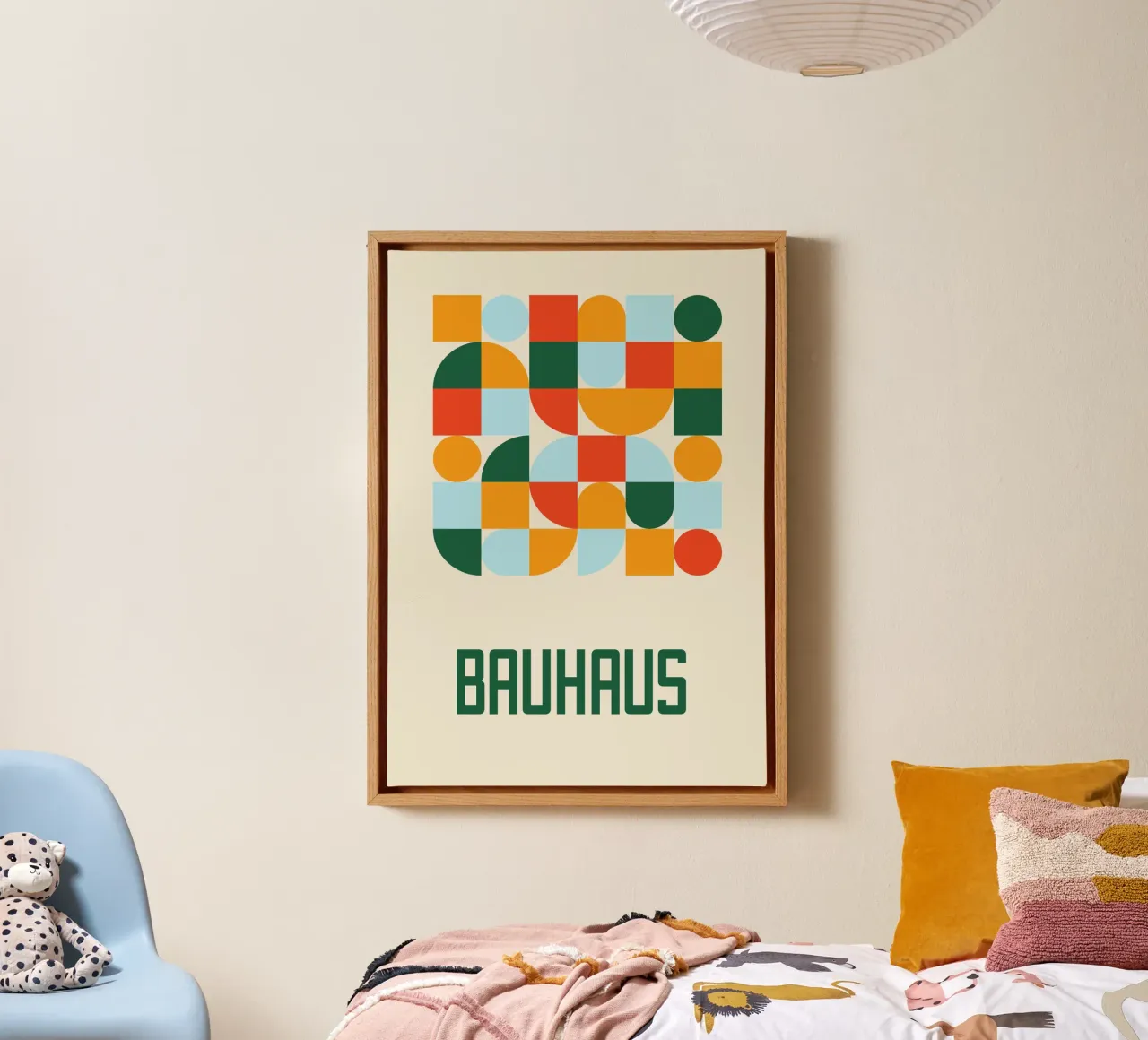 Bauhaus Geometric Shapes Color Block Grid Abstract Poster canvas by Grungeo