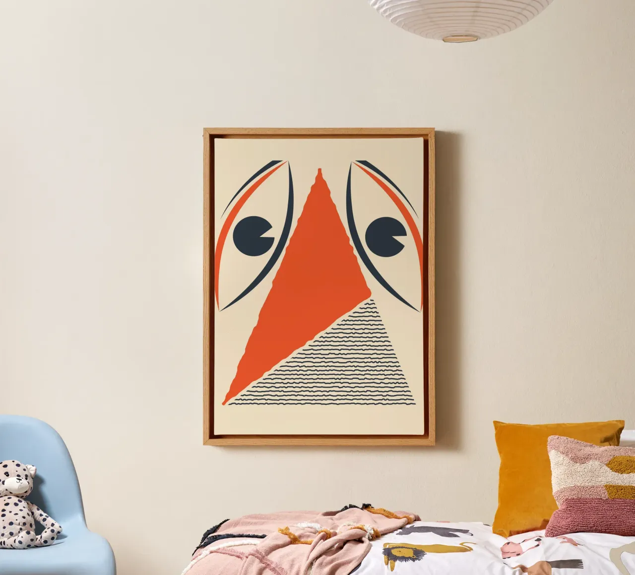 Klee Inspired Surreal Face Geometric Abstract Art Print canvas by Grungeo