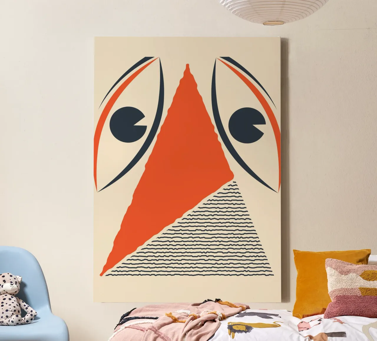 Klee Inspired Surreal Face Geometric Abstract Art Print canvas by Grungeo