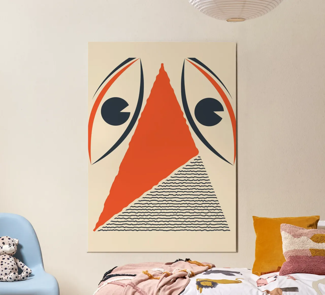 Op Klee geïnspireerd surrealistisch gezicht geometrisch abstracte kunstdruk hahnemühle van Grungeo