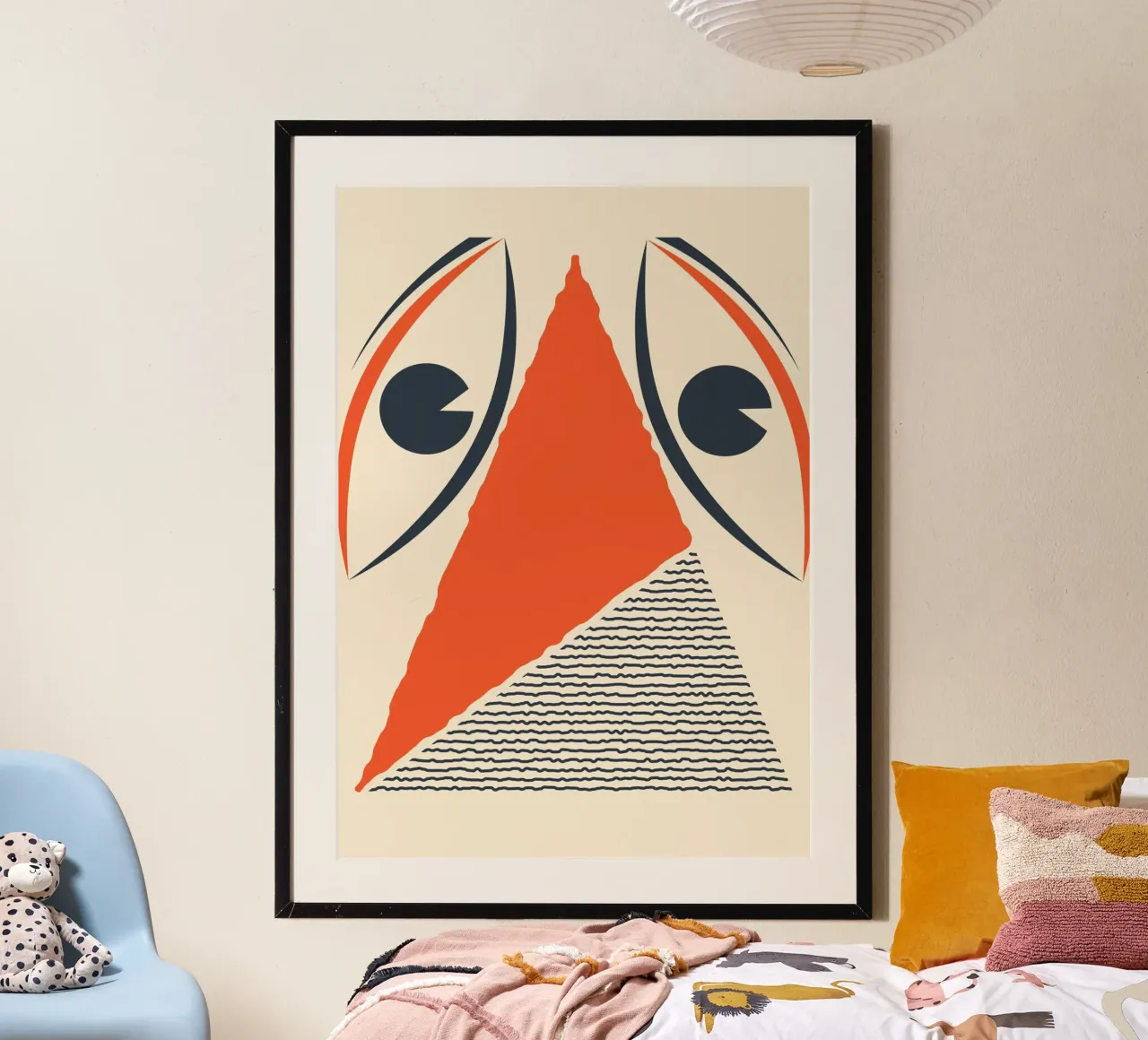 Op Klee geïnspireerd surrealistisch gezicht geometrisch abstracte kunstdruk hahnemühle van Grungeo