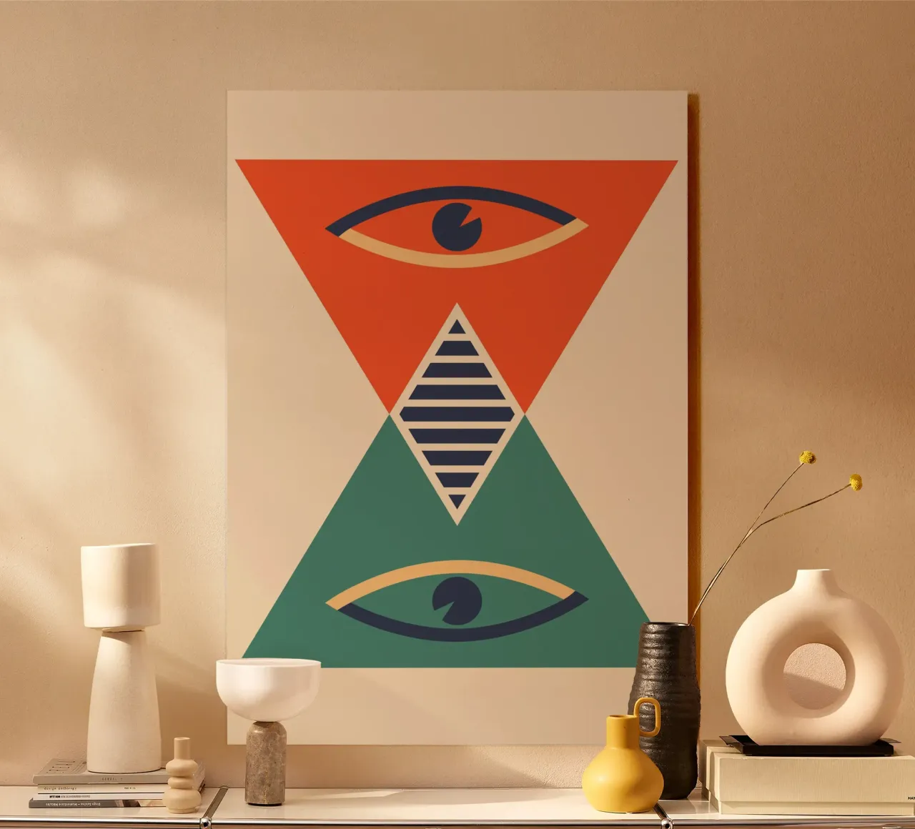 Surreale occhio a clessidra astratto geometrico Bauhaus Print alluminio dibond da Grungeo