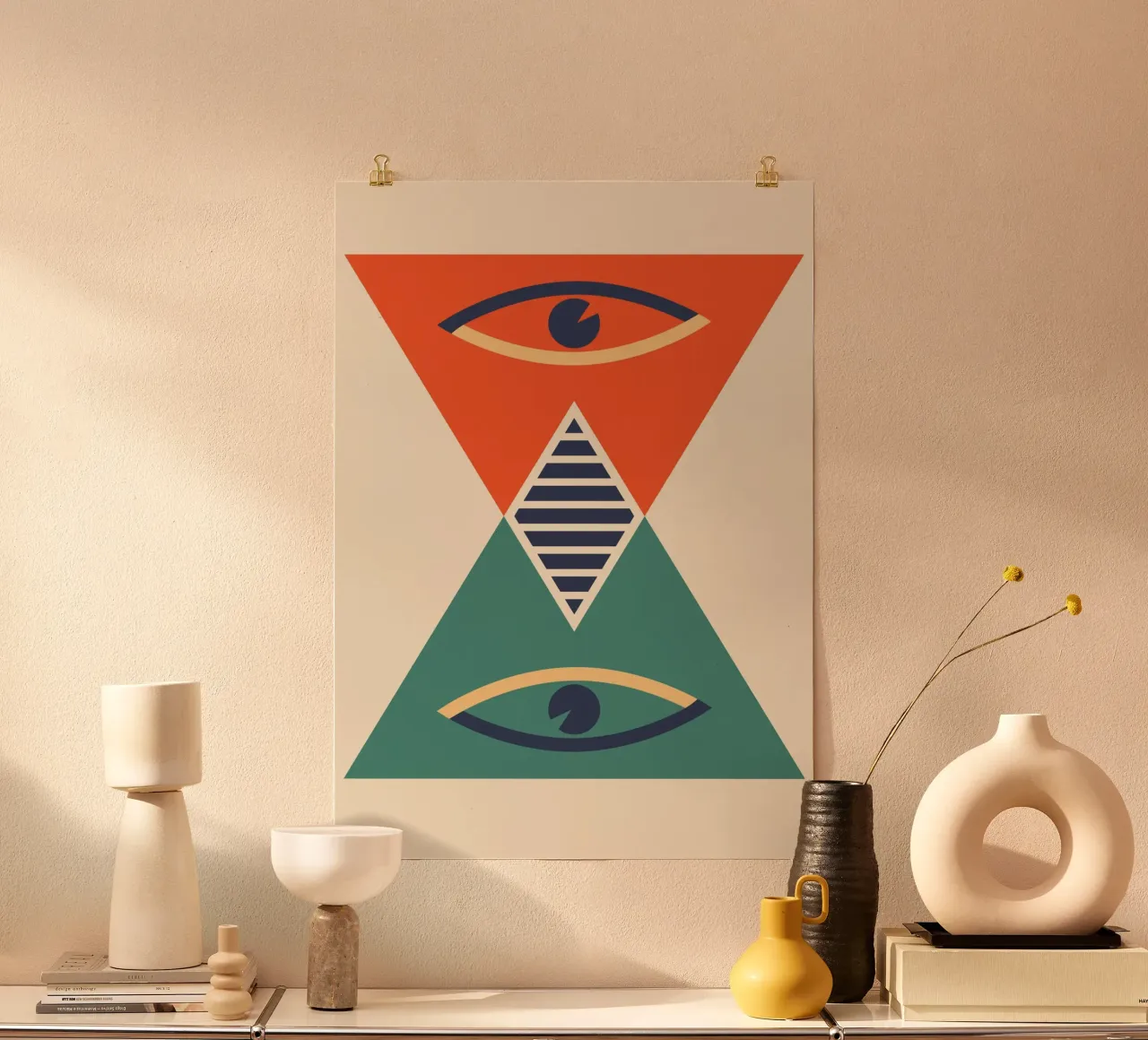 Surreal Hourglass Eye Abstract Geometric Bauhaus Print hahnemühle by Grungeo