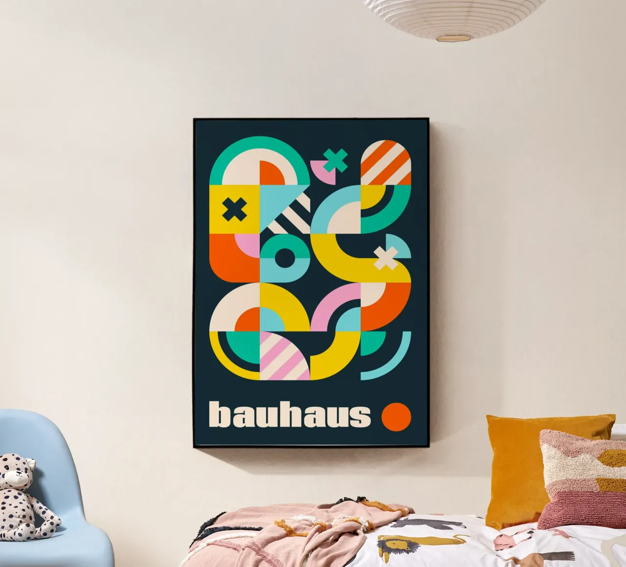 Bauhaus Forme geometriche Complesso Poster scuro vibrante plexiglass da Grungeo