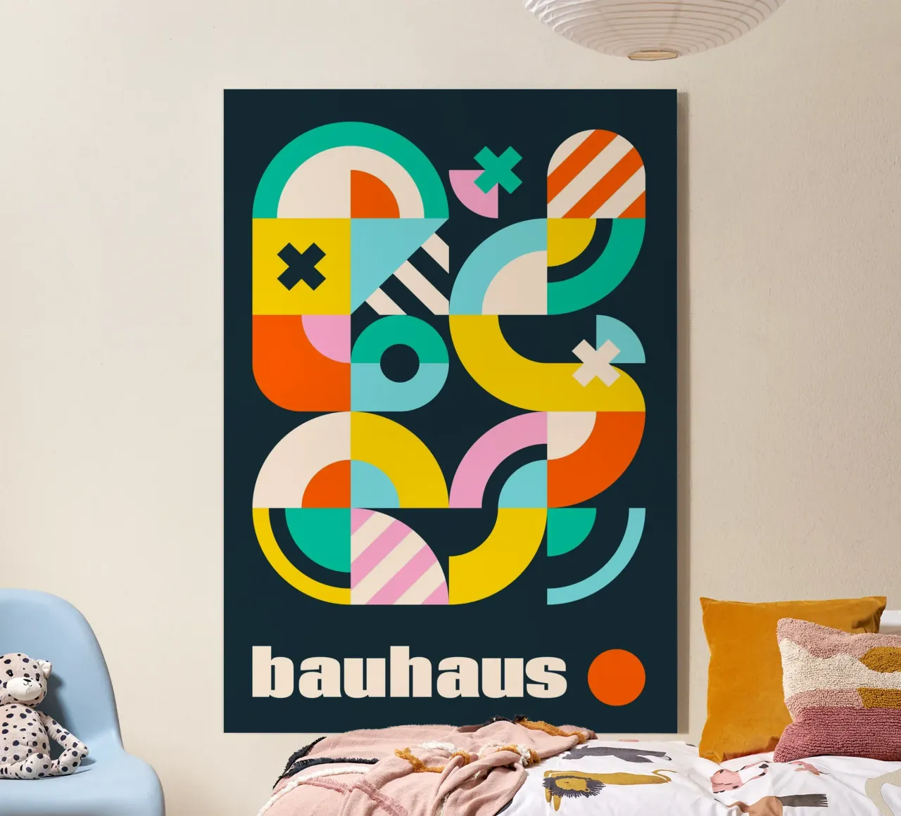 Bauhaus Forme geometriche Complesso Poster scuro vibrante plexiglass da Grungeo