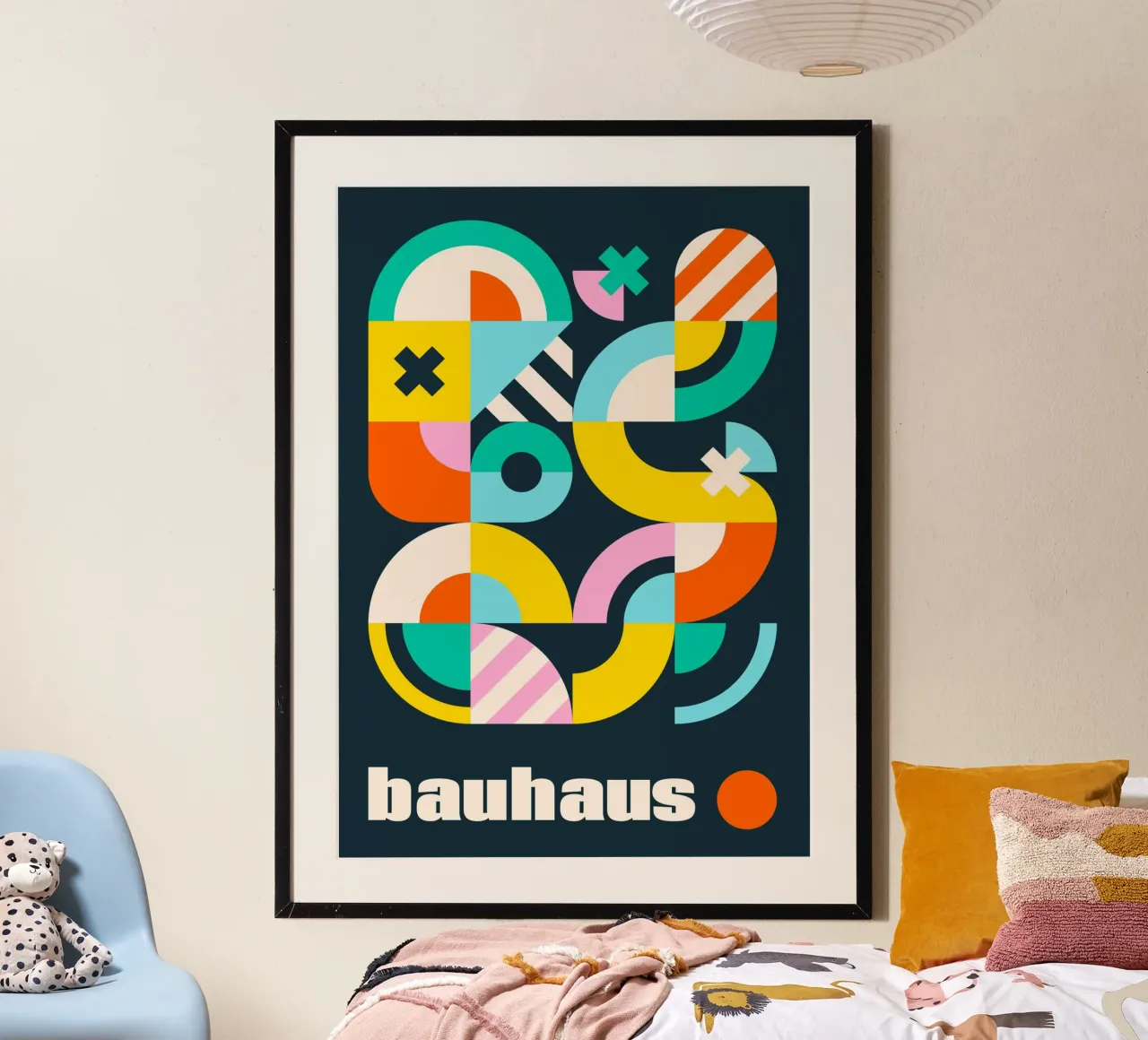 Bauhaus Forme geometriche Complesso Poster scuro vibrante carta hahnemühle da Grungeo