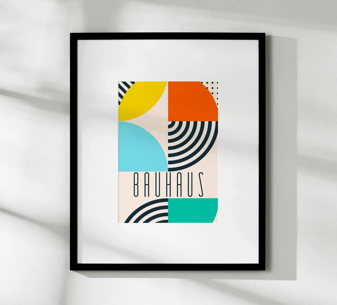 Bauhaus Geometric Shapes Arcs Vibrant Color Abstract hahnemühle by Grungeo