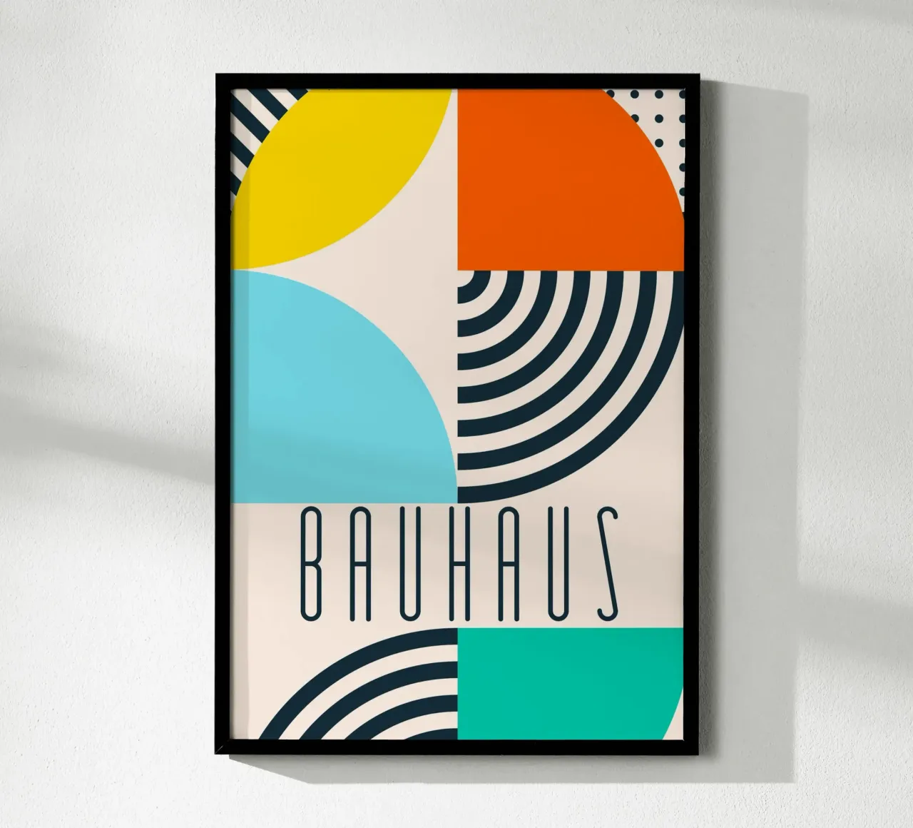 Bauhaus Geometric Shapes Arcs Vibrant Color Abstract hahnemühle by Grungeo