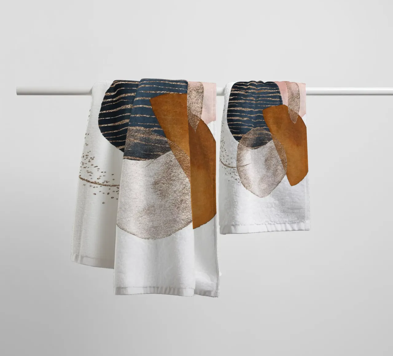 Abstract shapes - gold and pastel colours towel by Whole©