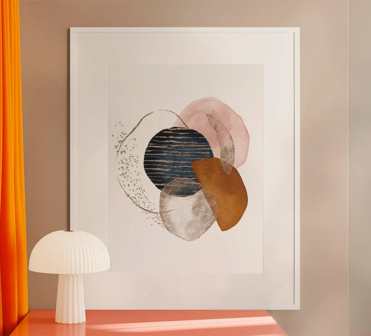 Forme astratte - oro e colori pastello poster con telaio in plastica da Whole©