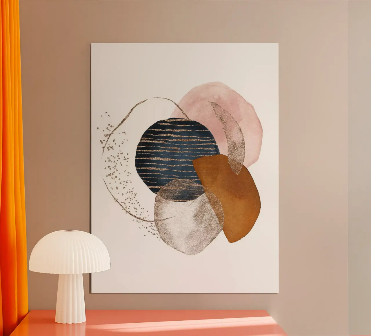 Forme astratte - oro e colori pastello poster con telaio in plastica da Whole©