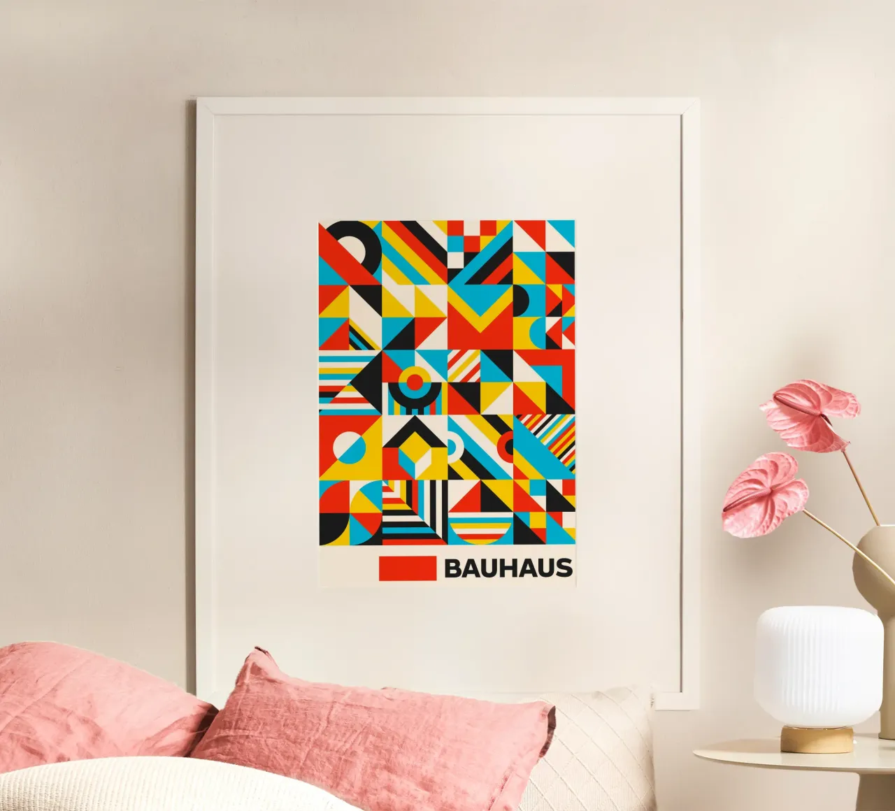 Maximalist Bauhaus Geometric Pattern Mosaic Art Print Descri hahnemühle by Grungeo