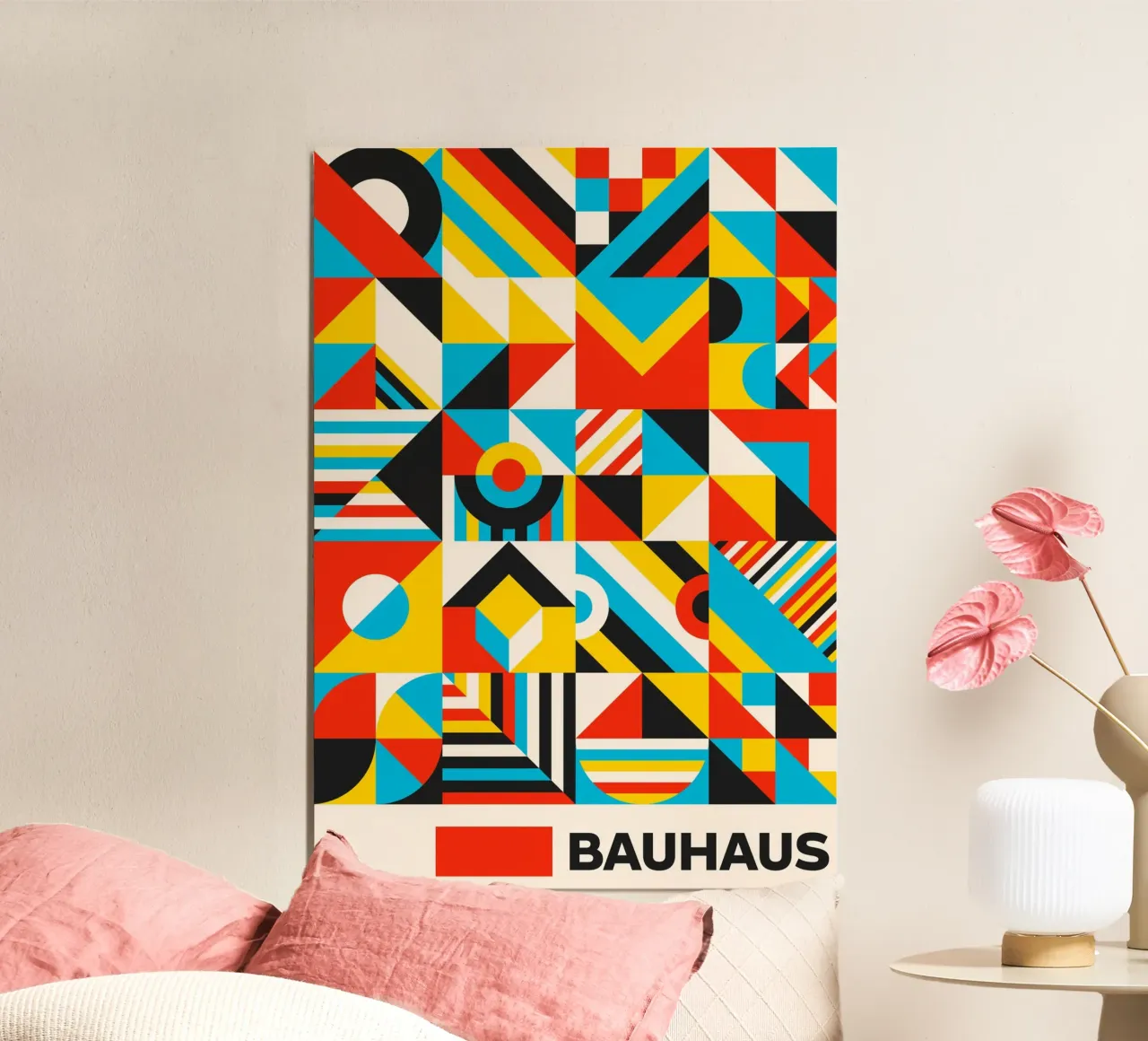 Maximalist Bauhaus Geometric Pattern Mosaic Art Print Descri hahnemühle by Grungeo