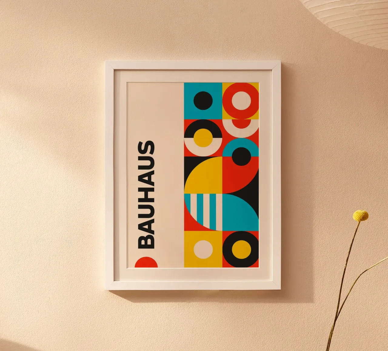 Vertical Bauhaus Geometric Grid Abstract Poster Primary Colo hahnemühle by Grungeo