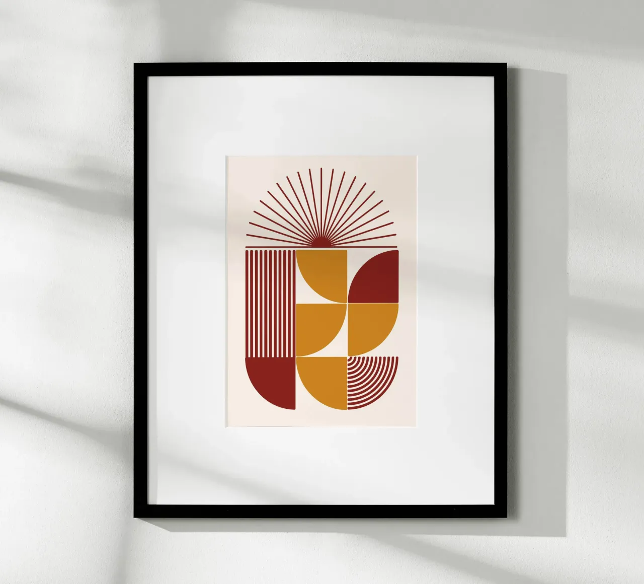 Boho Sunburst Terrakotta Abstrakt Geometrisch Blockdruck Desc Hahnemühle von Grungeo