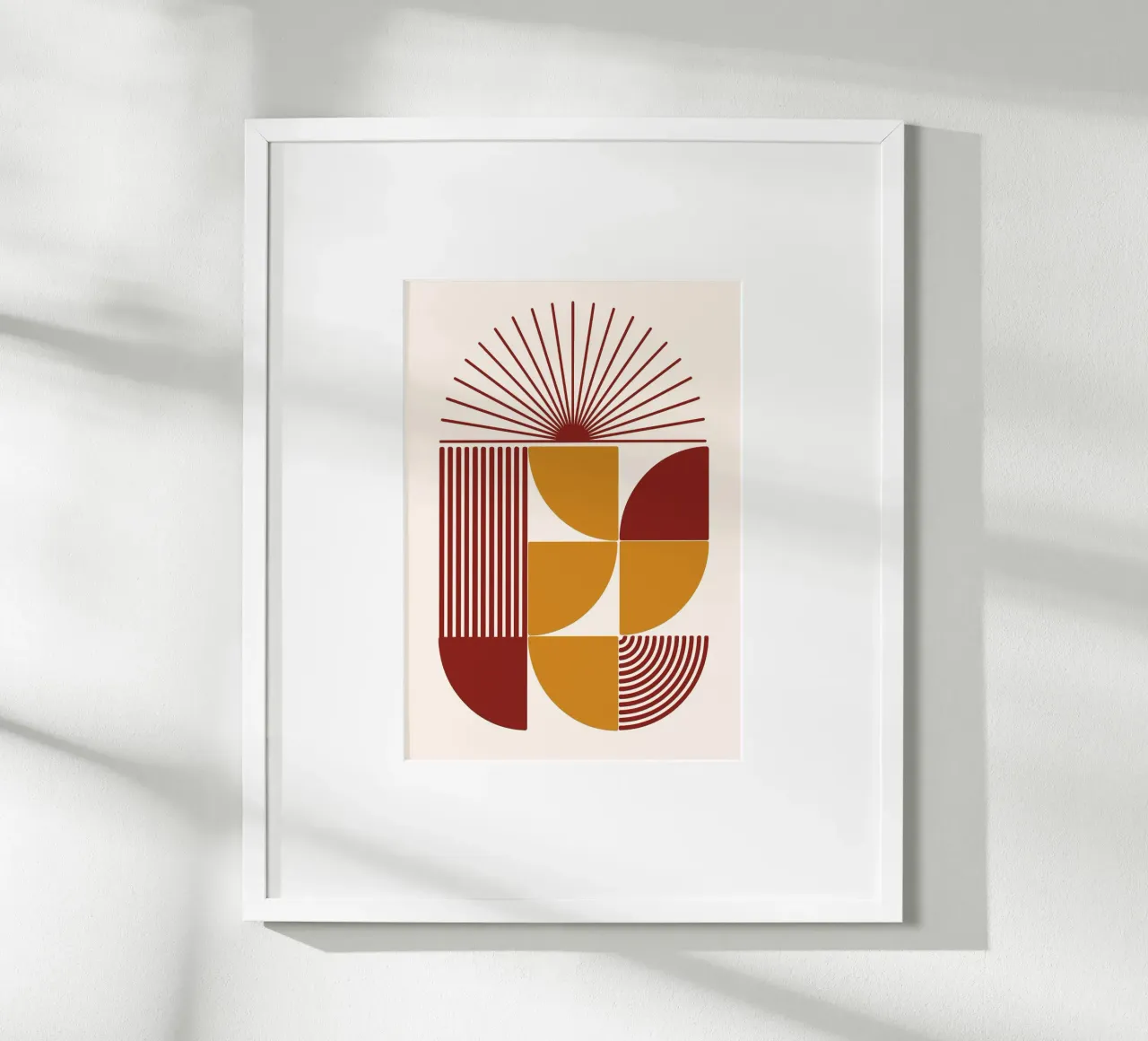 Boho Sunburst Terrakotta Abstrakt Geometrisch Blockdruck Desc Hahnemühle von Grungeo