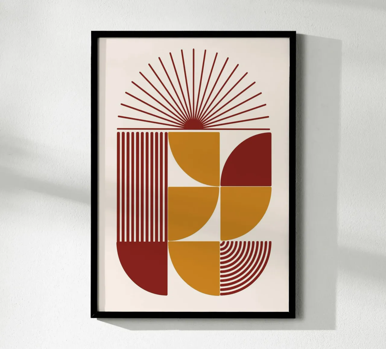 Boho Sunburst Terrakotta Abstrakt Geometrisch Blockdruck Desc Hahnemühle von Grungeo