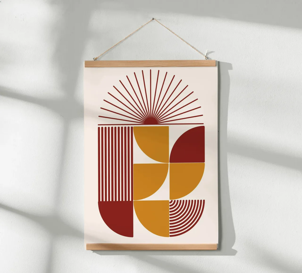 Boho Sunburst Terrakotta Abstrakt Geometrisch Blockdruck Desc Hahnemühle von Grungeo