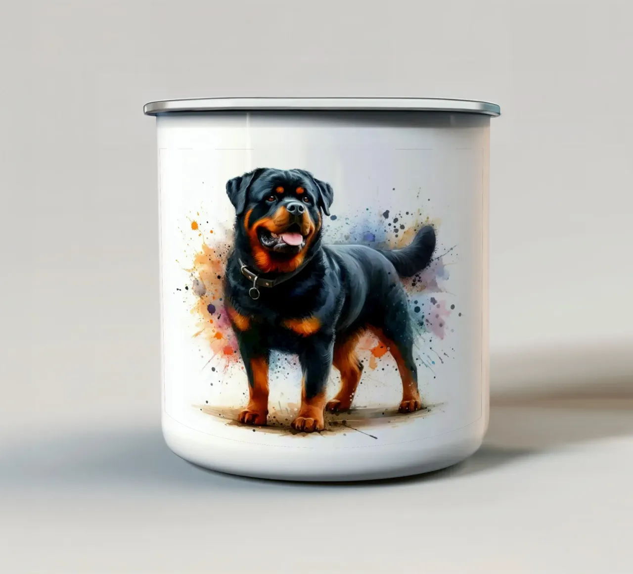 Cane rottweiler in acquerello tazza in smalto da 🎁 NOBELART