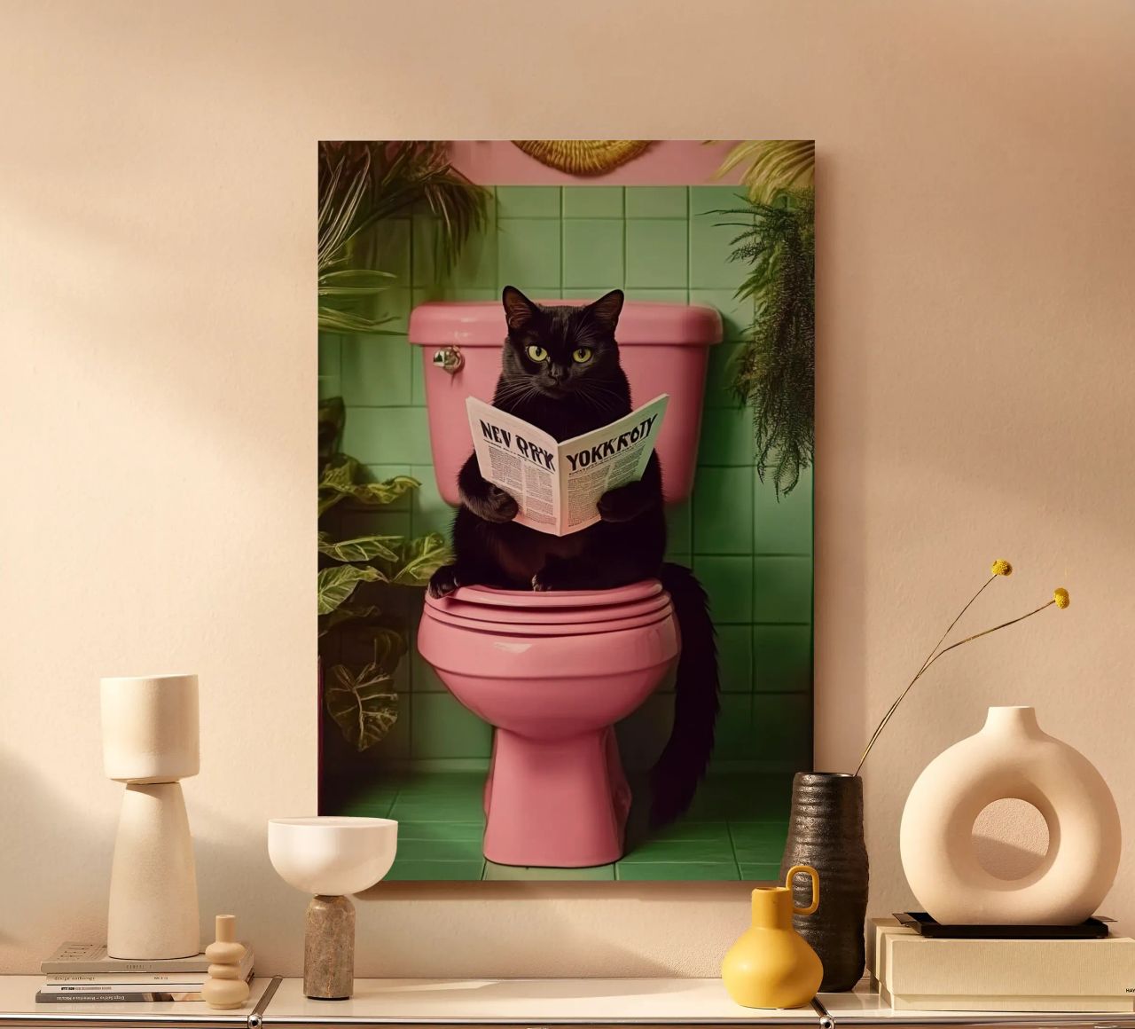 Katze liest Zeitung alluminio dibond da NORDLICHT DESIGNS