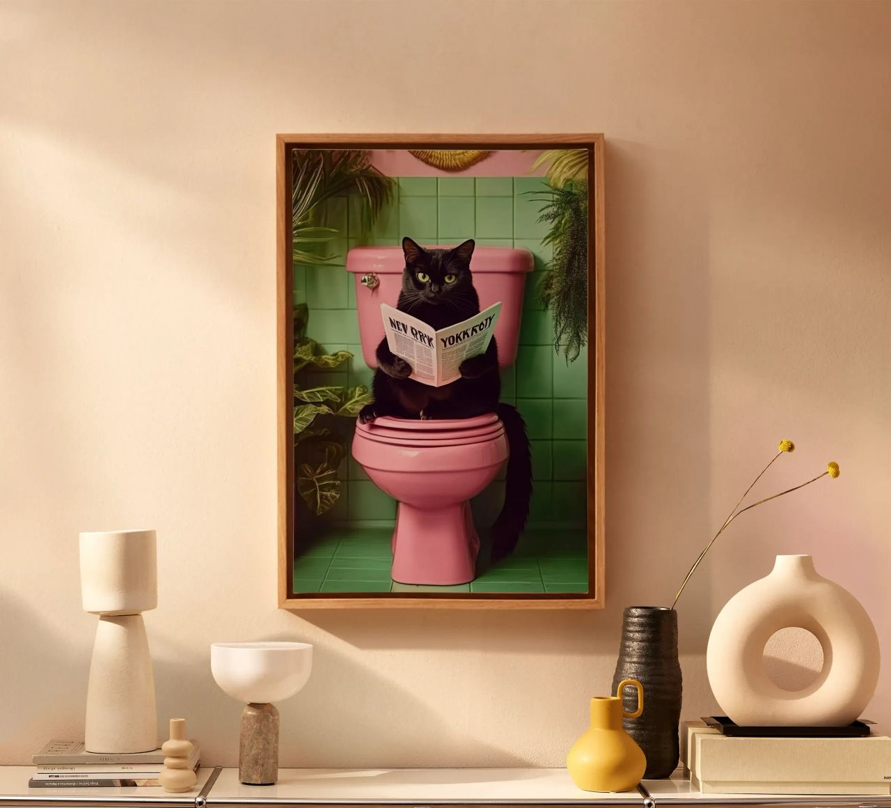 Katze liest Zeitung canvas van NORDLICHT DESIGNS