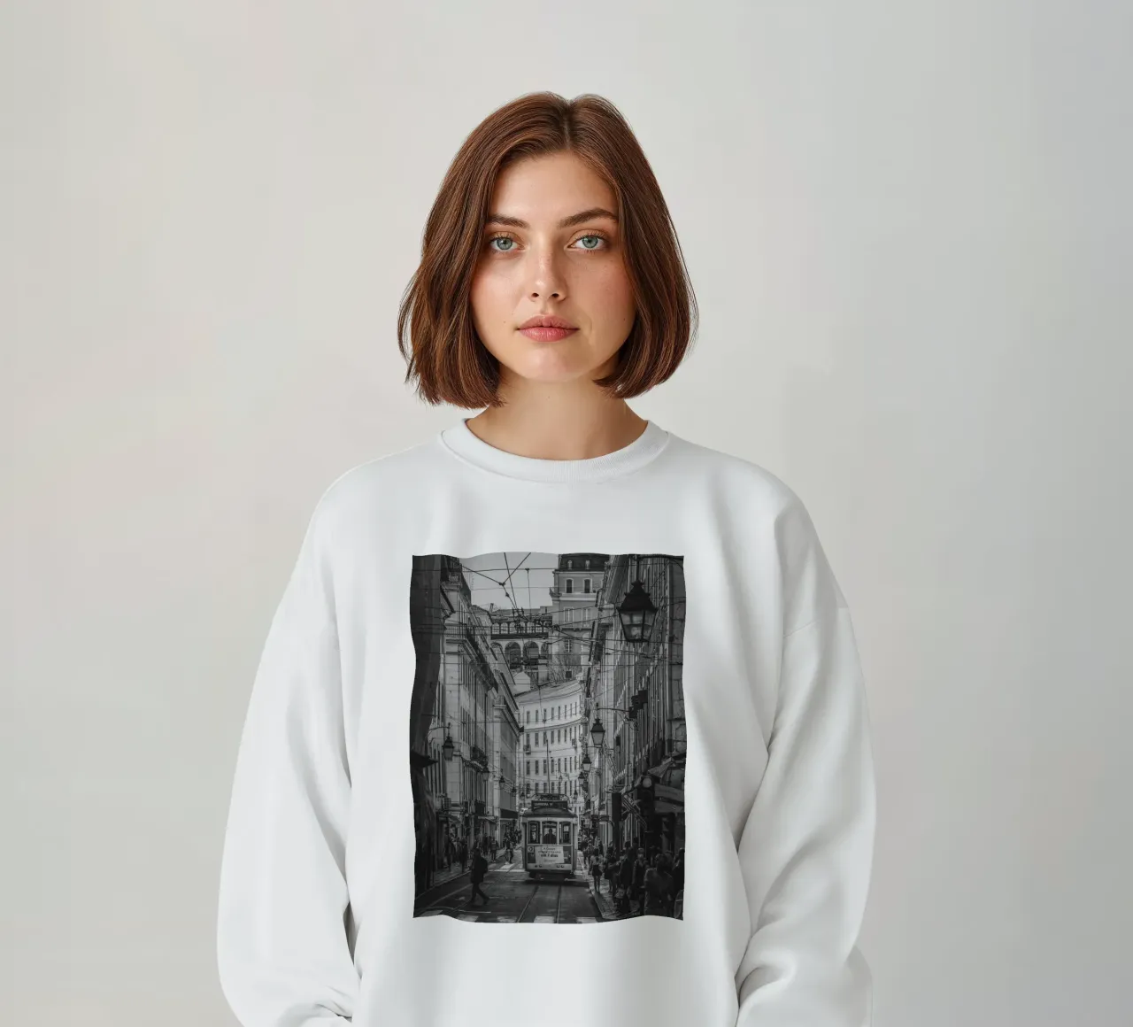 Lisbon Street Car sweatshirt by Marcel Bisig