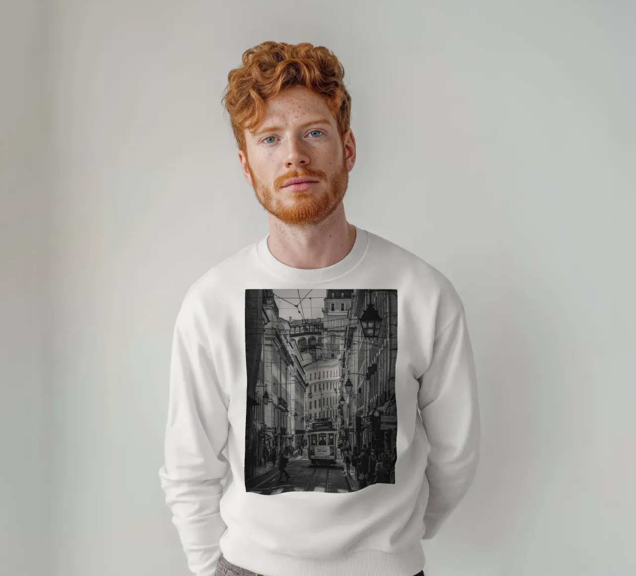 Lisbon Street Car sweatshirt by Marcel Bisig