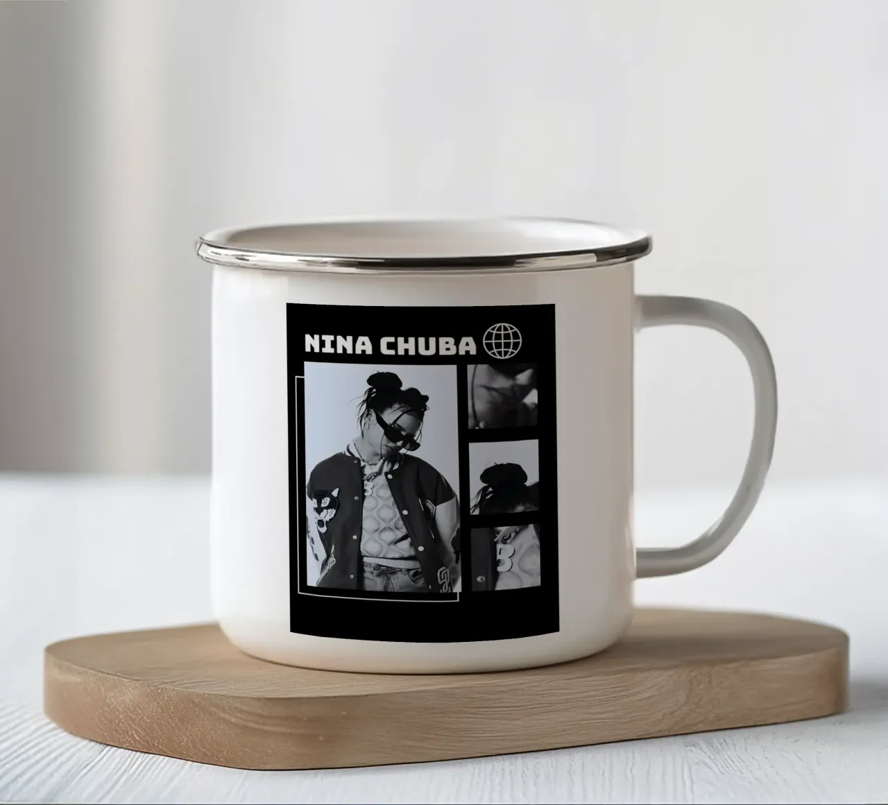Ritratto di Nina Chuba tazza in smalto da Galery Vintage