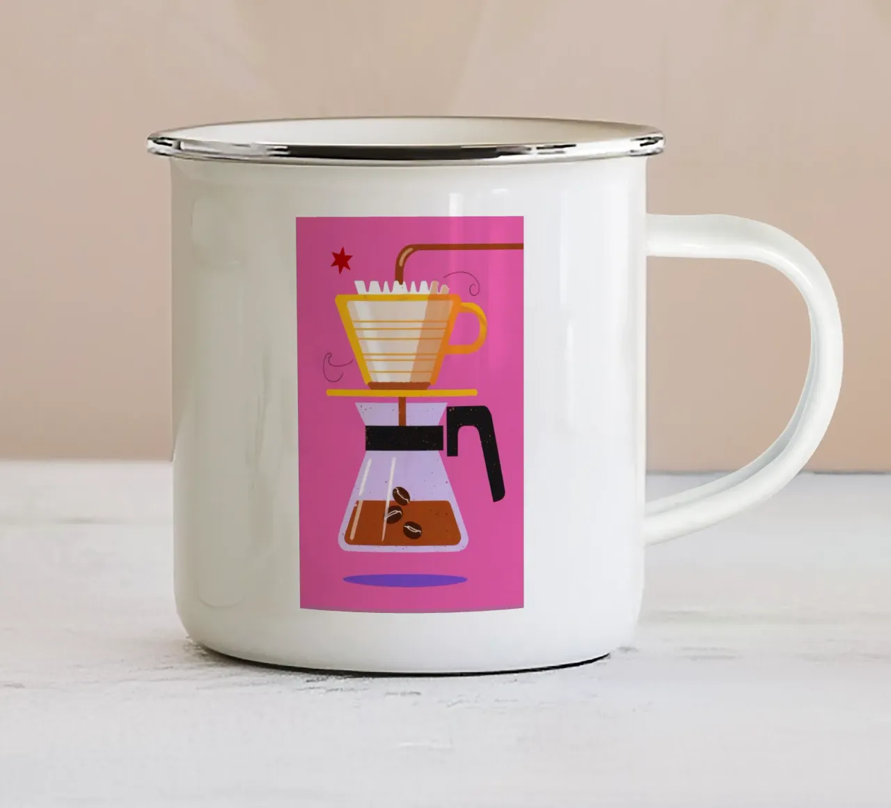 Caffè rosa da versare tazza in smalto da Sun Riser