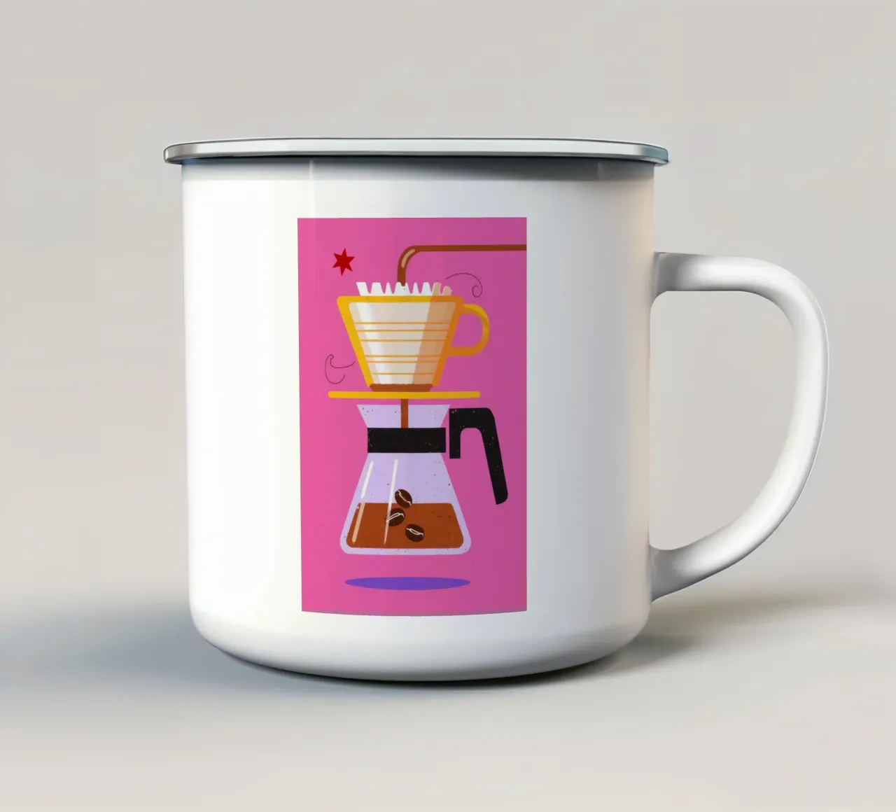 Caffè rosa da versare tazza in smalto da Sun Riser