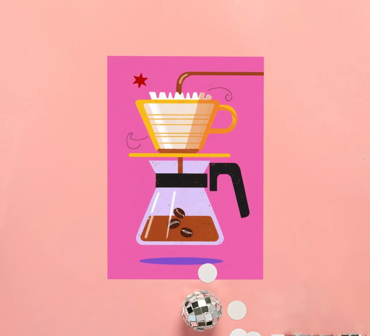 Caffè rosa da versare adesivo da Sun Riser