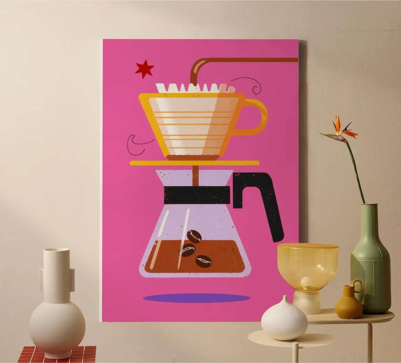 Caffè rosa da versare tela da Sun Riser