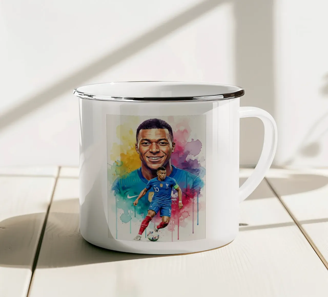 Sorriso di Kylian Mbappe tazza in smalto da Kalis
