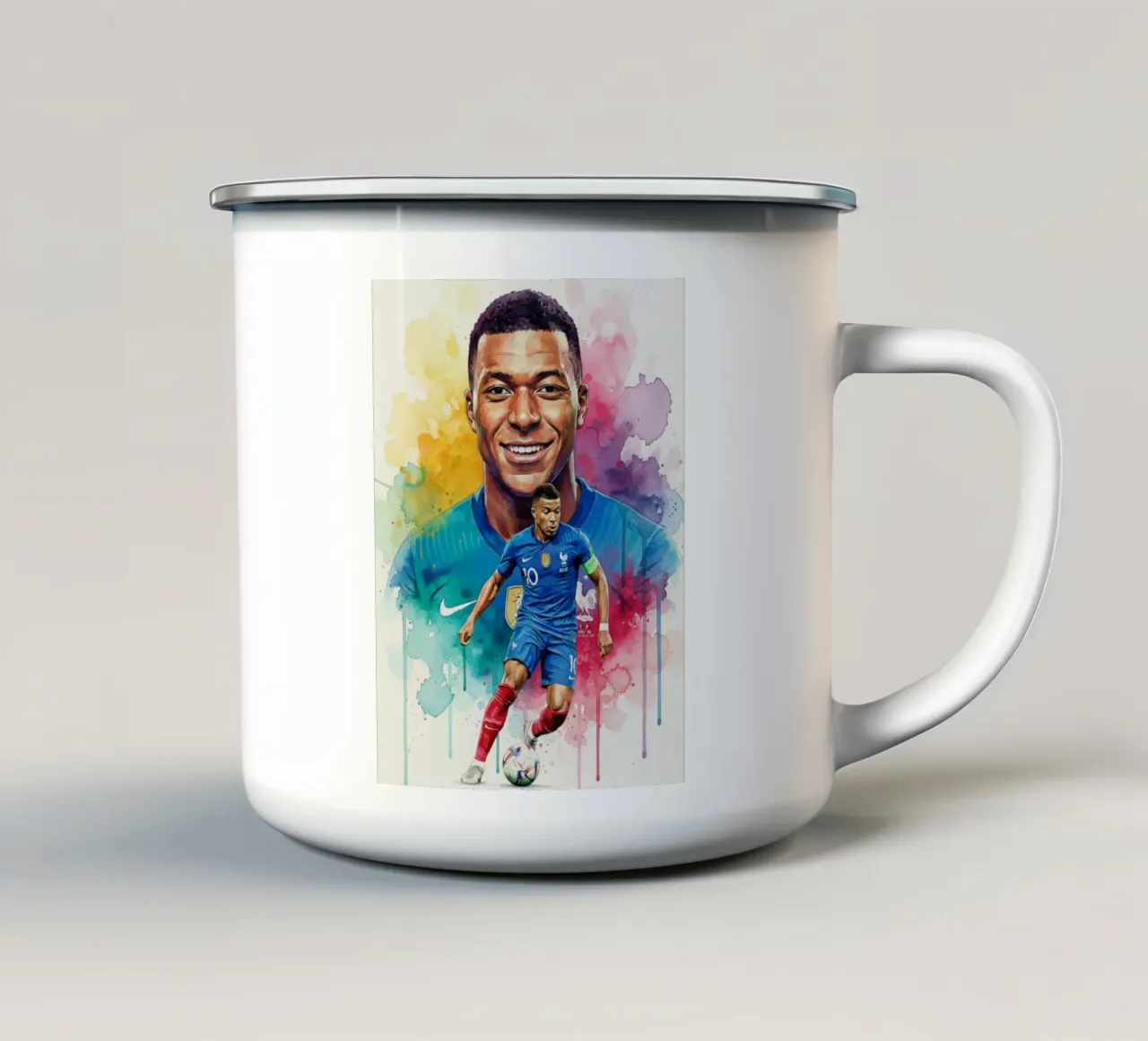 Sorriso di Kylian Mbappe tazza in smalto da Kalis