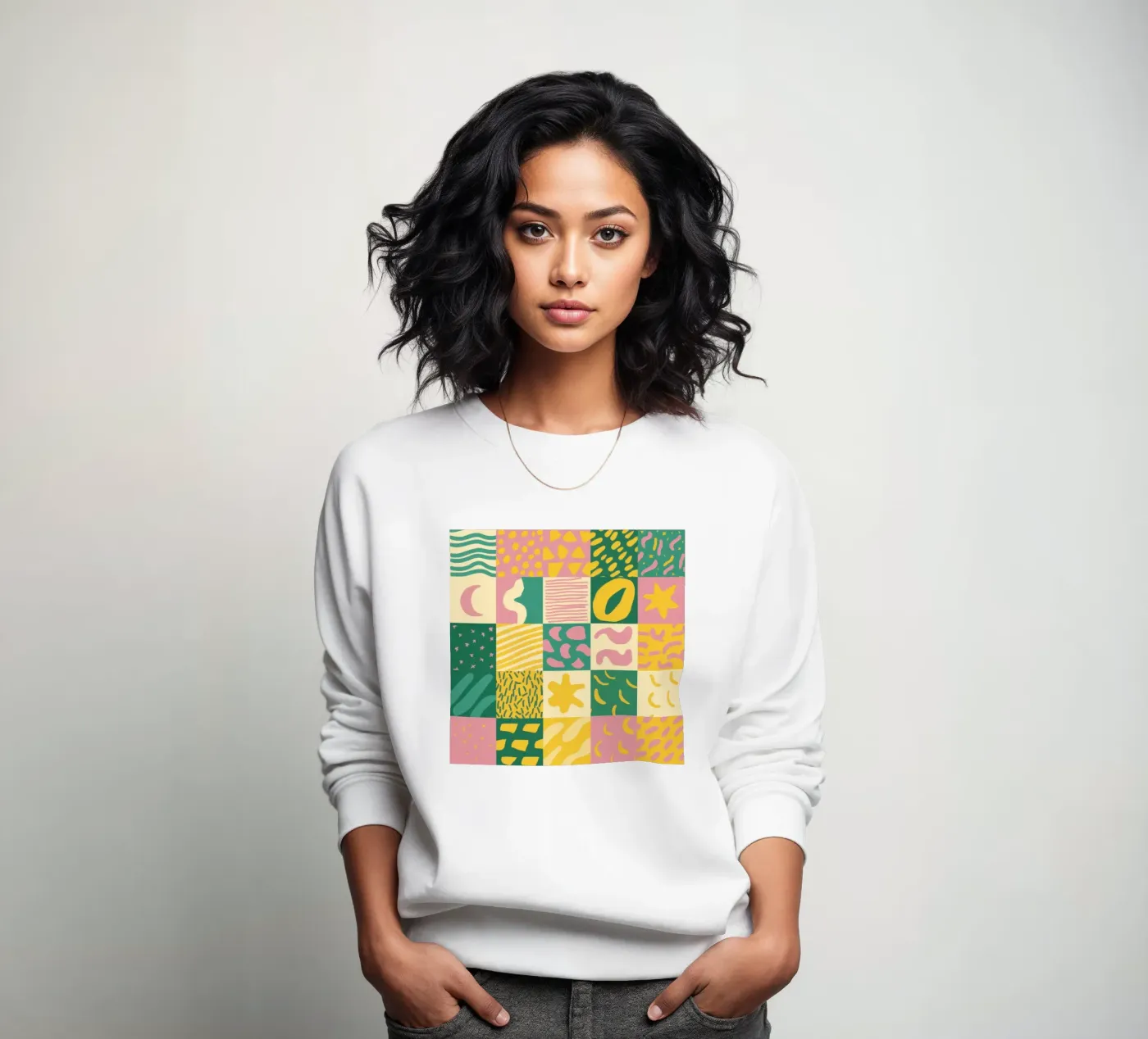 Joyful Patchwork Grid felpa da Sun Riser