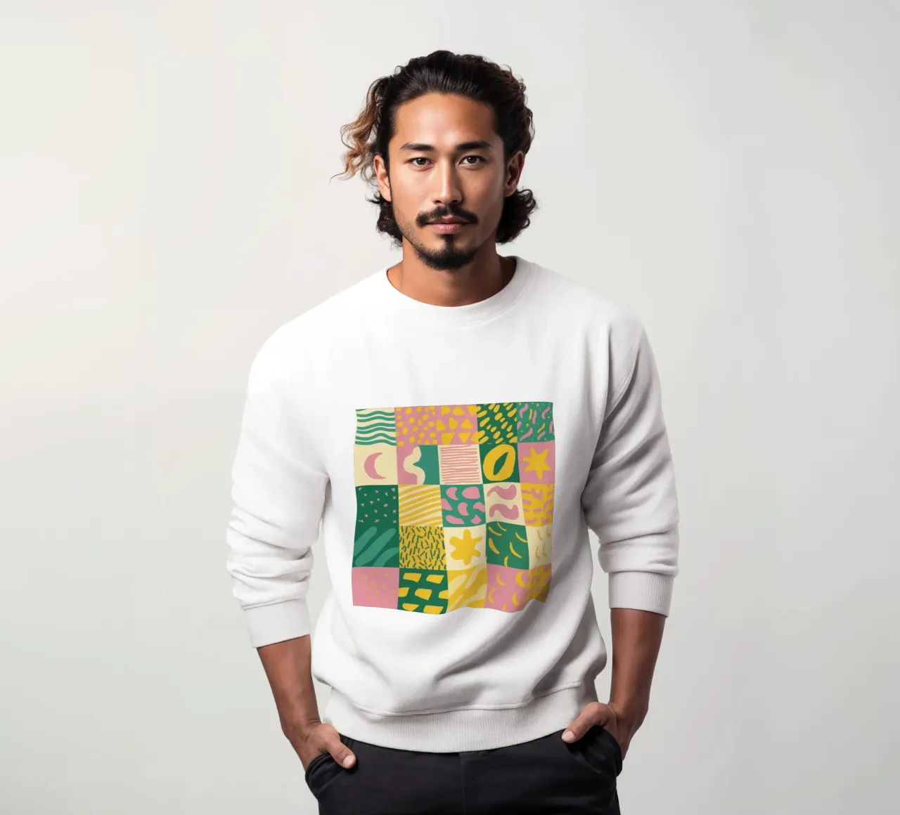 Alegre cuadrícula de patchwork sudadera de Sun Riser