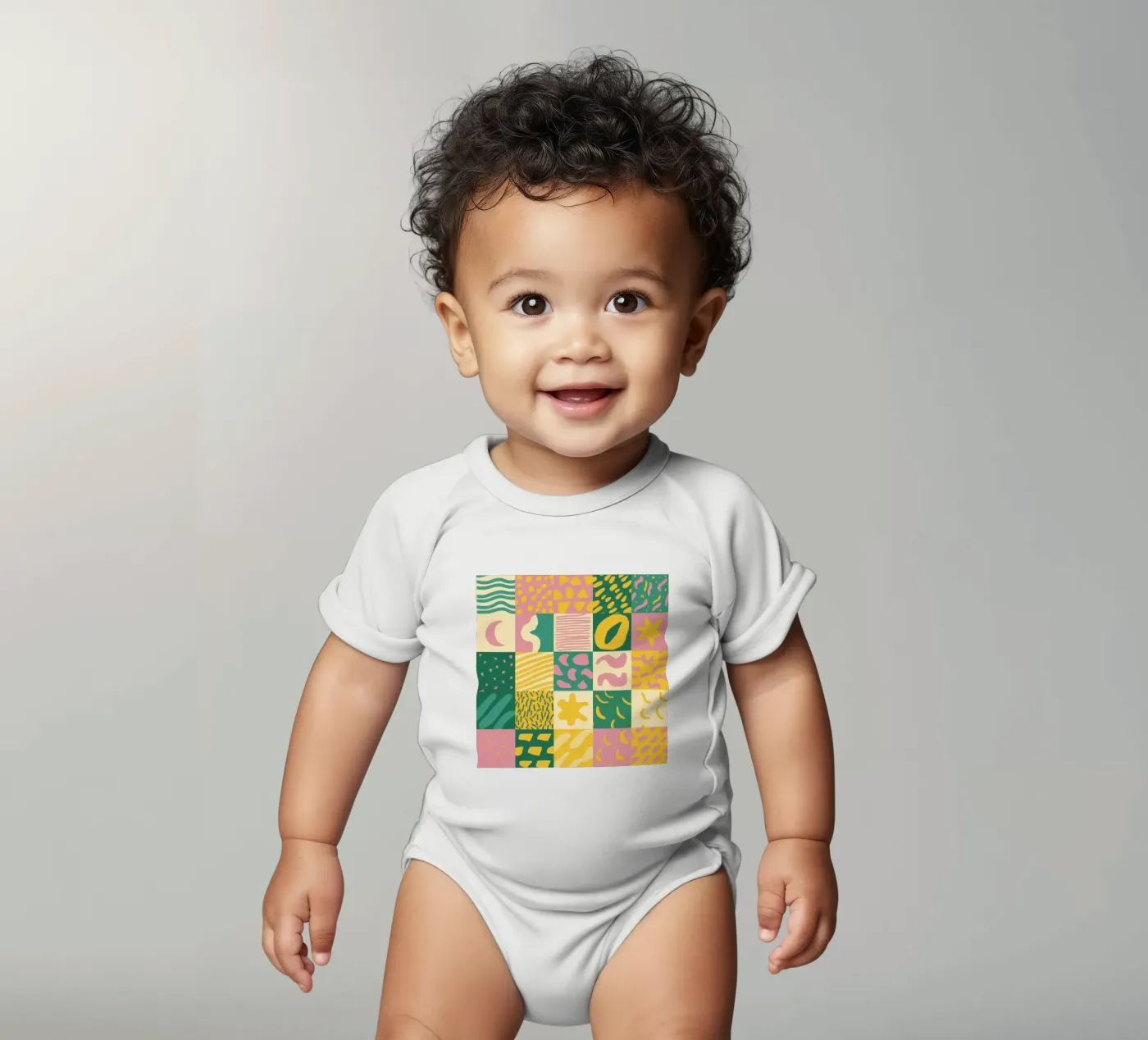 Griglia Joyful Patchwork body neonato maniche corte da Sun Riser