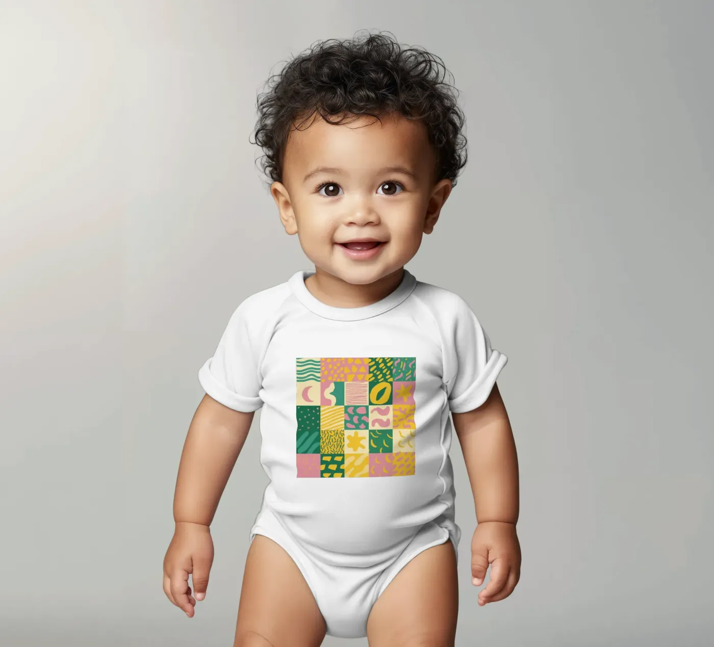 Griglia Joyful Patchwork body neonato maniche corte da Sun Riser