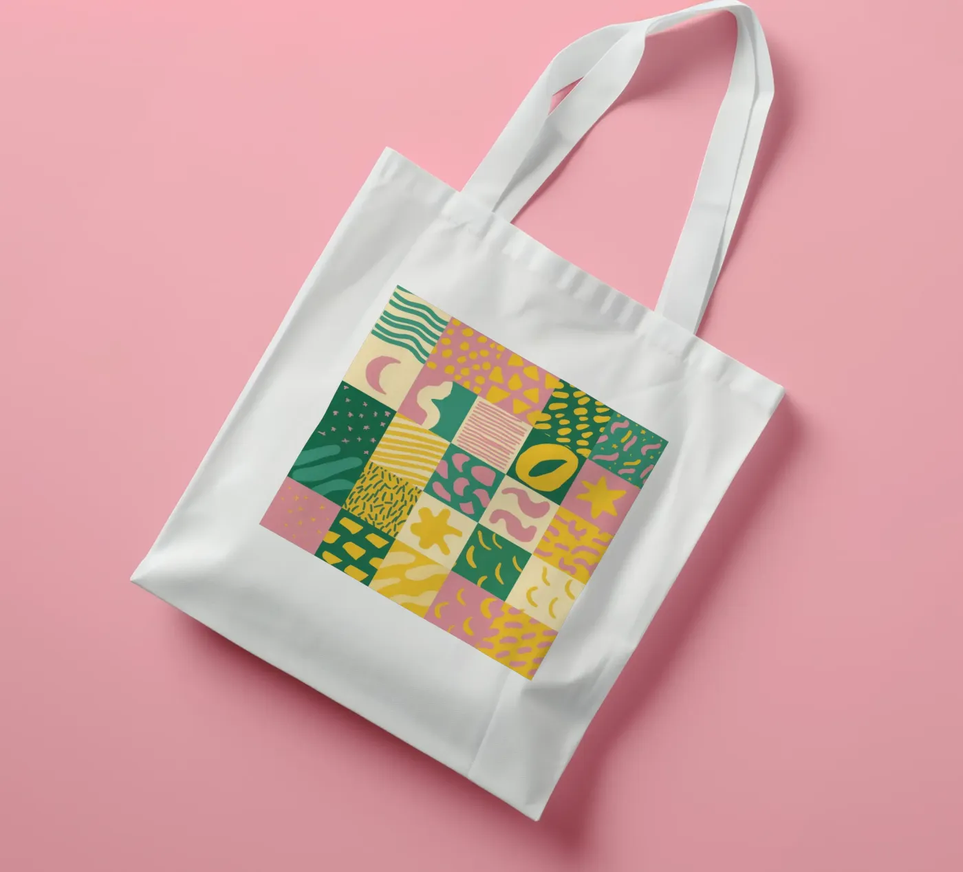 Joyful Patchwork Grid tote bag by Sun Riser